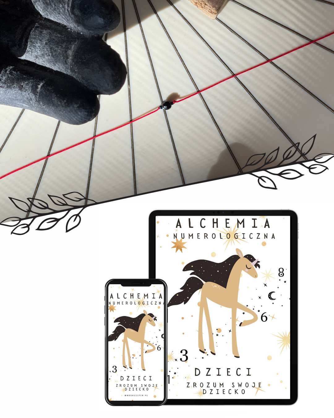 PAKIET: E-book Alchemia Numerologiczna Dzieci + Czerwona nitka ochronna z turmalinem Moonsister