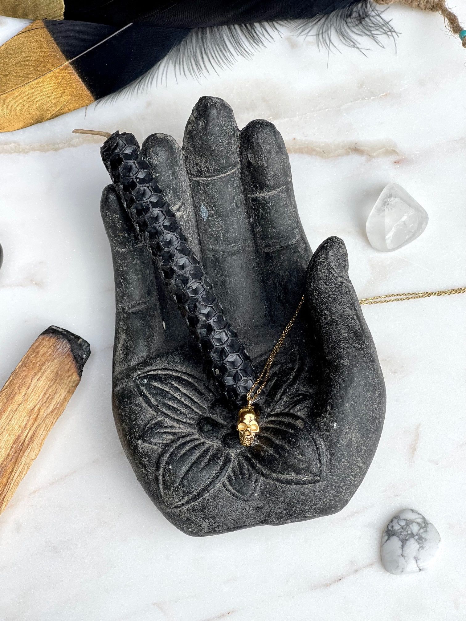 Łańcuszek pozłacany męski z czaszką - Talizman mądrości Spirit Moonsister