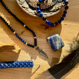 Naszyjnik męski ze sztyletem, lapis lazuli i onyksem - Talizman odwagi i rozwoju Spiritual Warrior Moonsister